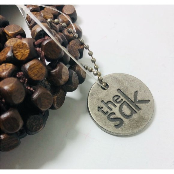 The Sak Womens Brown Montara Vegan Wooden Boho Beaded Hobo Shoulder Handbag NWT - Picture 6 of 9